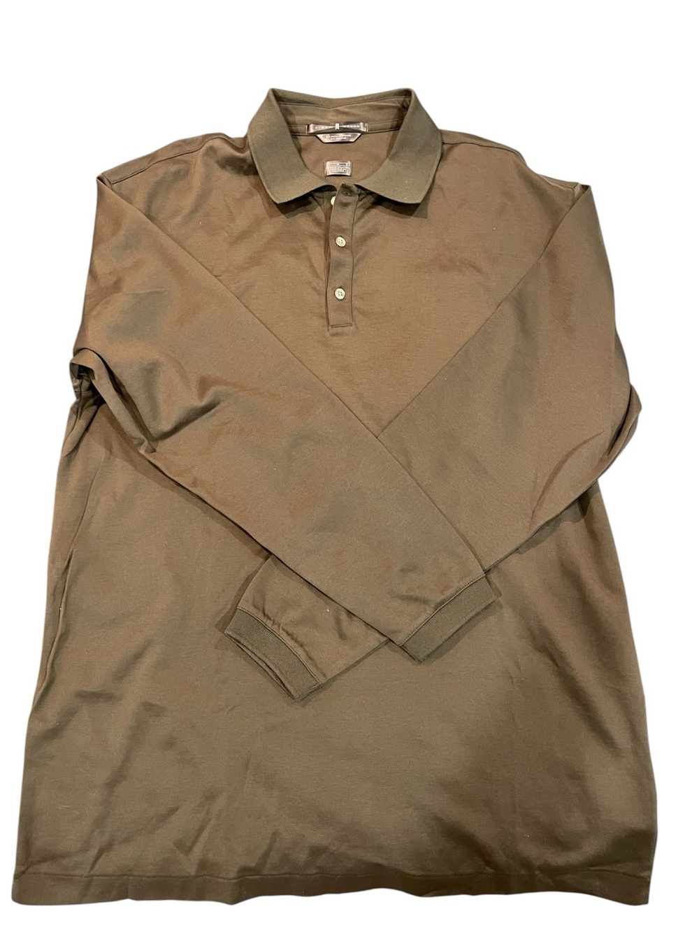 Nike Tiger Woods Collection Long Sleeve Polo Shirt Brown Mercerized Cotton L